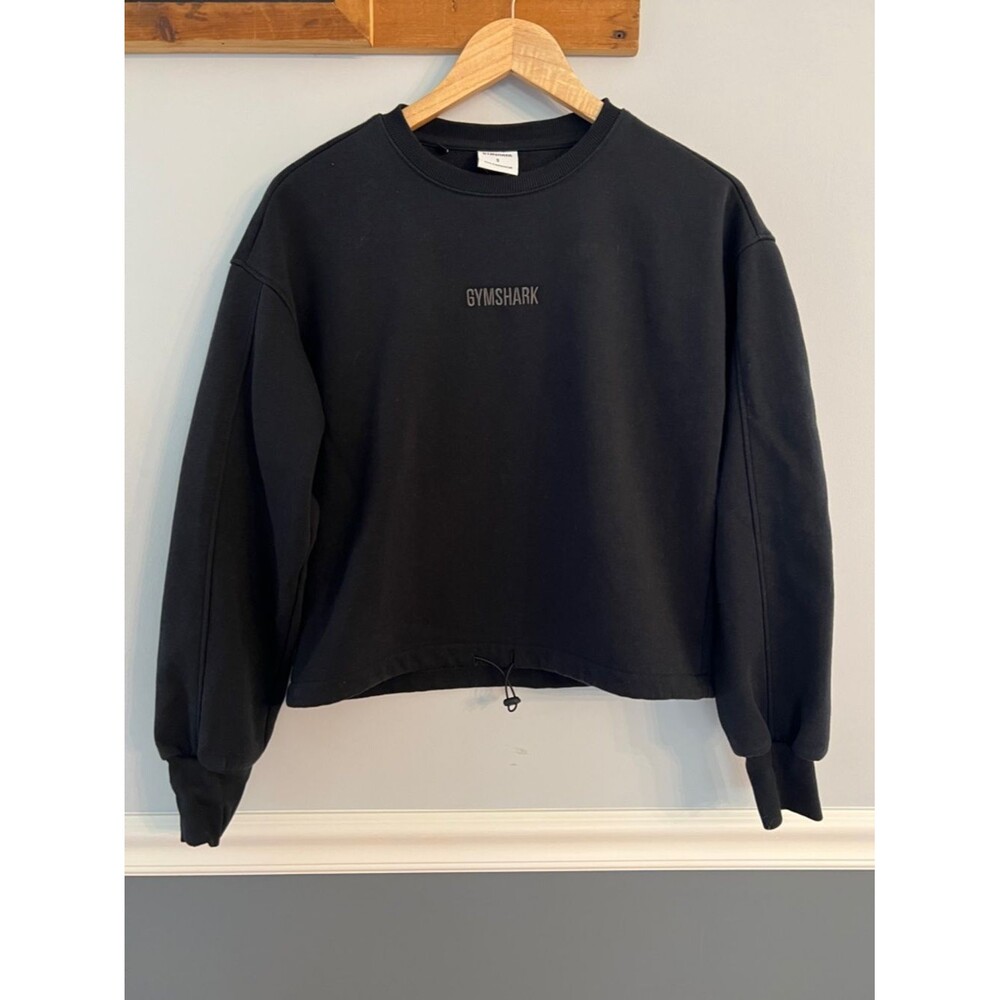 Gymshark Oversized Cropped Crewneck Sweatshirt Black Athleisure S
